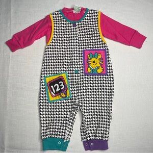 Confetti knits  Kids One Piece in Pink, Black,‎ and White outfit vintage